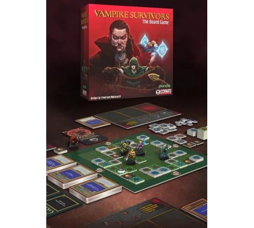 Выжившие среди вампиров: Делюкс версия с Сундуком для карт (Vampire Survivors Deluxe Board Game with Deck Box)