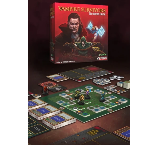 Выжившие среди вампиров: Делюкс версия с Сундуком для карт (Vampire Survivors Deluxe Board Game with Deck Box)